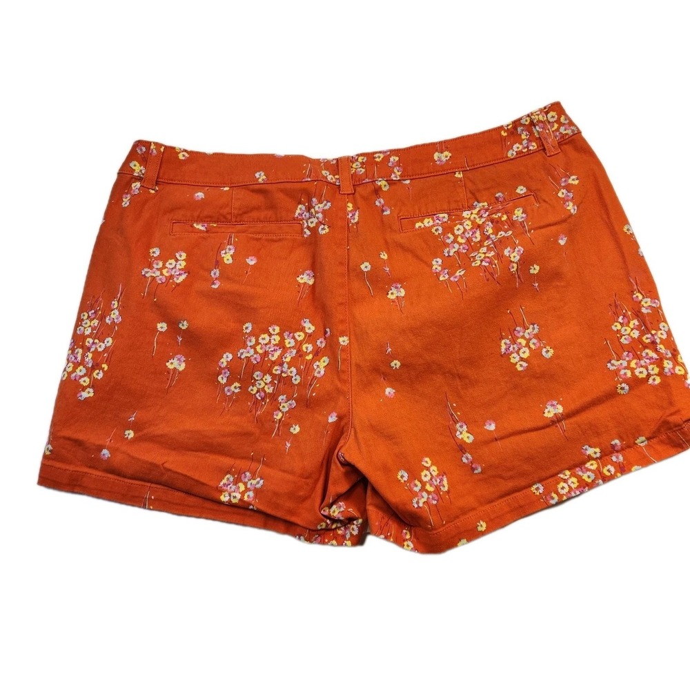 A.N.A. Womens A New Approach Twill Shorts SIze 18 Orange Floral Mid-rise Boho